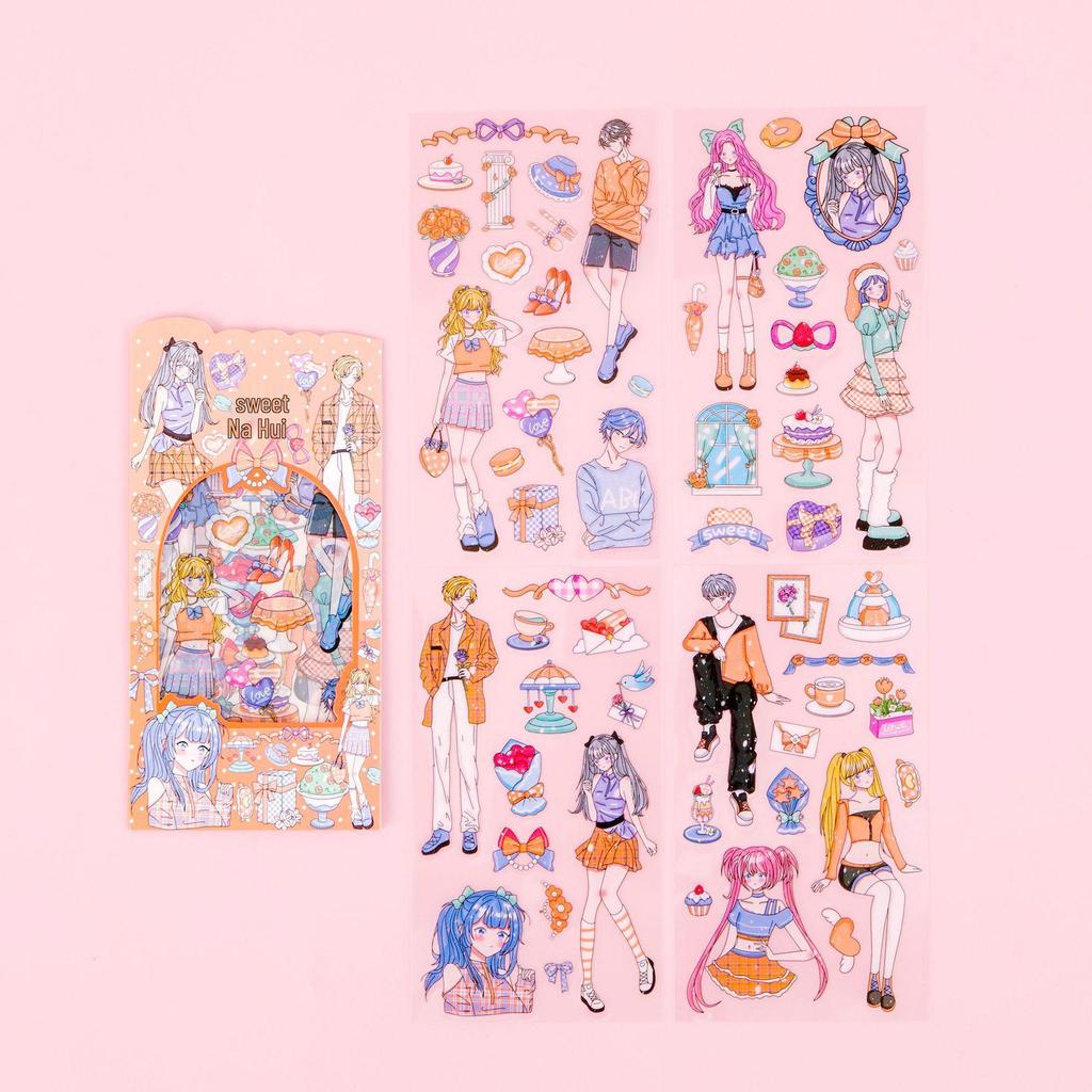 Cute Anime Girl Sticker Pack - Creative PET Stickers for DIY Journals and Decoration