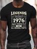 Legenden Geboren 1976 Vintage Typografie Unisex Freizeit Rundhals Kurzarm T-Shirt für den Sommer, Übergröße