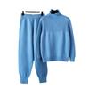 Semi-turtleneck casual loose sweater for women's autumn and winter new versatile gentle wind soft waxy knitted trousers suit for women