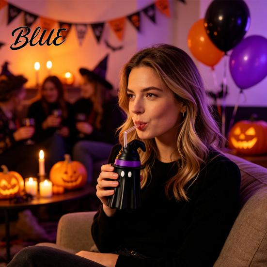 Flexibler Silikon-Dosenbezug Halloween-Hexenhut Geisterhalter Gruselige Isolierhülle für Standard-Feiertagsgetränke Soda Bier,