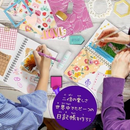 Diary Set Two Themes Stationery Scrapbook Kit 2 Books Elementary School Girls Popular Gift Storage Box Rich Materials Journal Memo Pad Planner Free