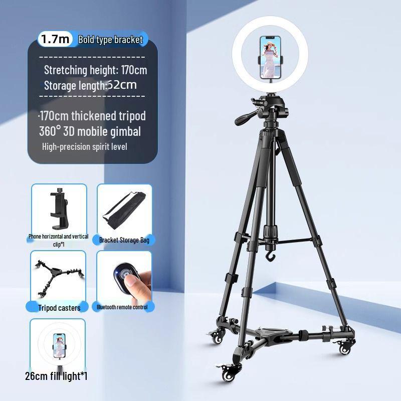 Professional Mobile Phone & DSLR Tripod with Pulley and Universal Ball Head for Live Streaming