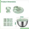 Stainless Steel Salad Spinner with Slicer Set 5 Qt Large Rotation Vegetable Washer Includes 5 Chopping Blades Slicer Drain Bowl