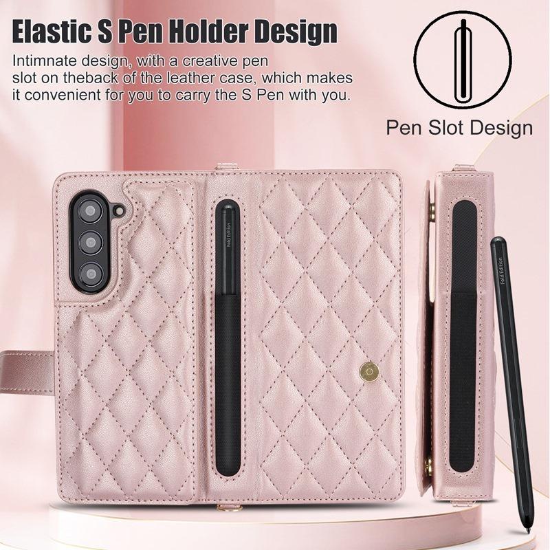 Applicable to Samsung Z Fold 7Foldable multifunctional phone case Z Fold6/5Card slot protective case with pen holder