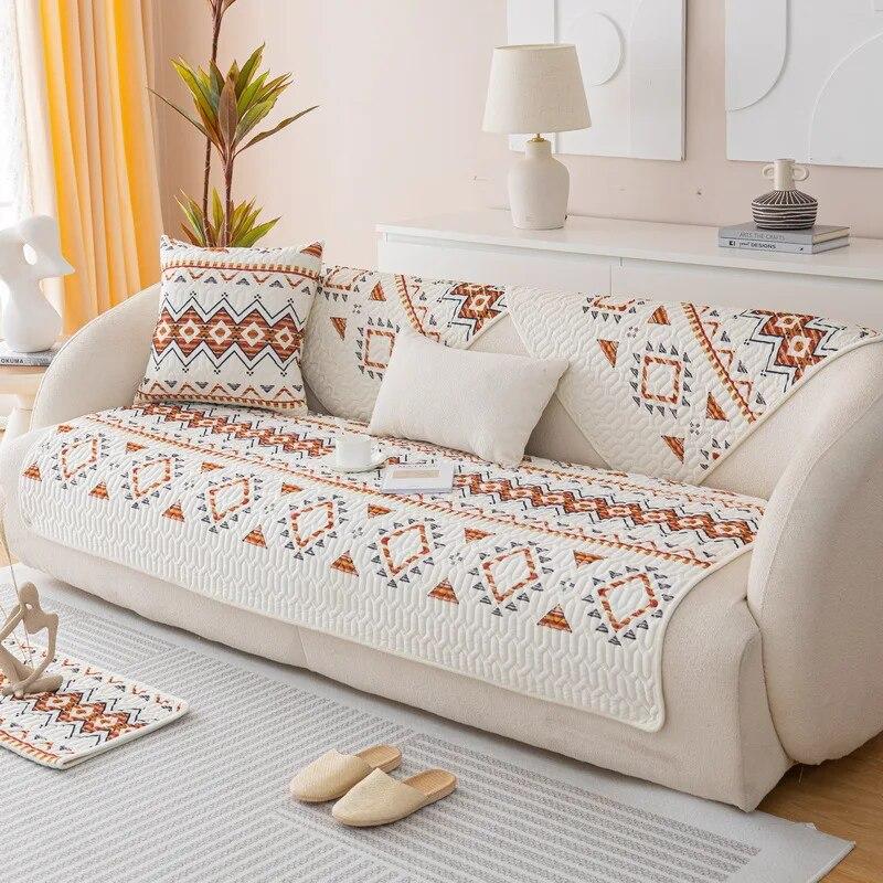 Warm Velvet Sofa Cover Ins Style Living Room Sofa Cushion Non-Slip Cover Scarf Winter Plush Backrest Armrest Fabric Cover