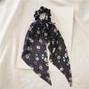 Women Hair Tie Floral Print Long Ribbon Chiffon Fabric Hair Rope Bun Half-Tied Hairstyles Ponytail Holder Hair Accessory