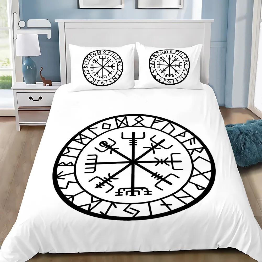 Viking Nordic Viking Mystical Symbol Duvet Cover Pillowcase Bedding Set Adult Boy Girl Bedroom Decoration Children Single Double