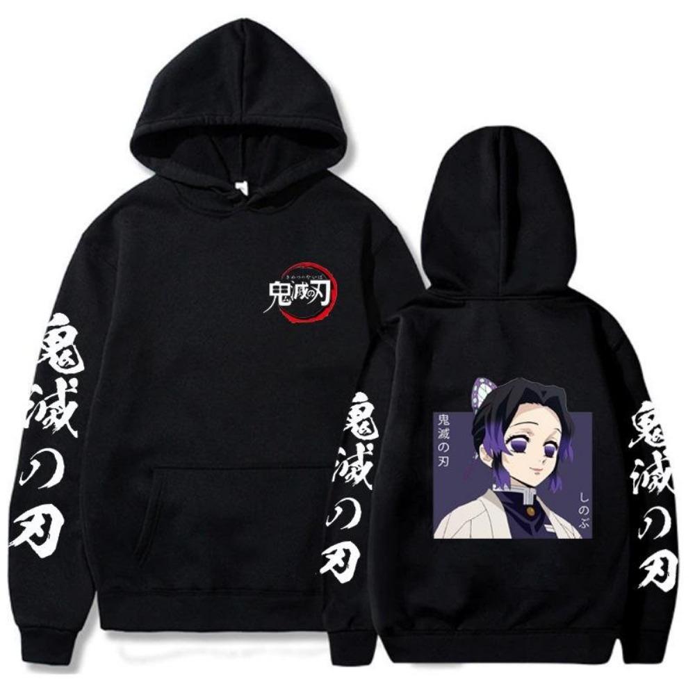 Demon Slayer Hoodie Anime Jacket Shinobu Kocho Print Long Sleeve Pullover Streetwear Casual Top Cosplay Hooded Sweatshirt