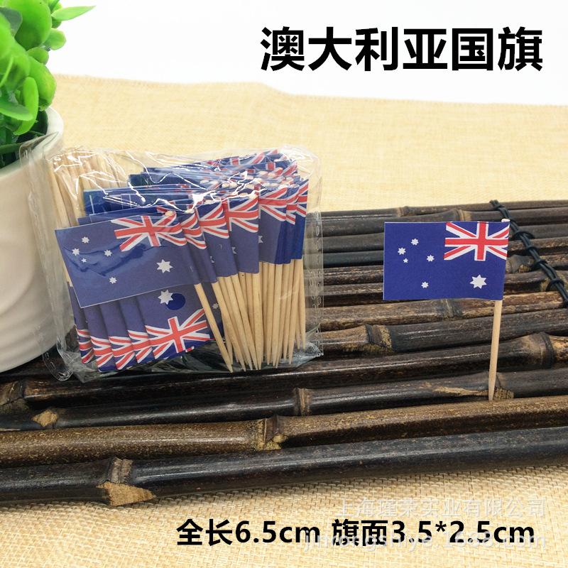 100Pcs Disposable Flag Toothpicks, Food Picks with Mini Flags for Fruit Cocktail Cake Steak, Bar Party Decorative Skewers