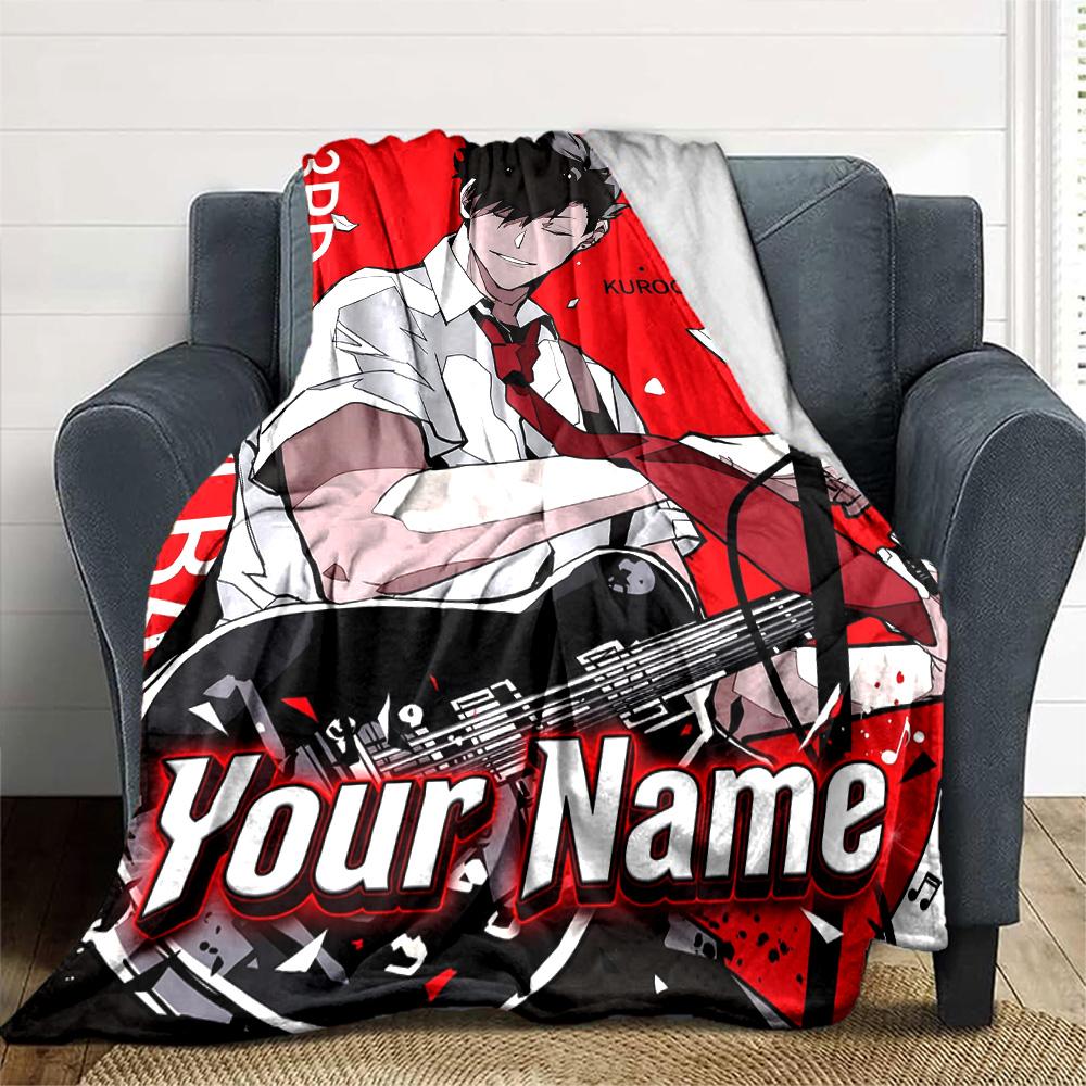 1pc Kuroo Tetsurou Blanket with Custom Name, Gift, for Men and Women, Soft Blanket, Good for Sofa Bed Couch Travel, Lightweight Flannel Blanket
