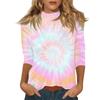 Women's Mock Neck  3/4 Sleeve Printed Top