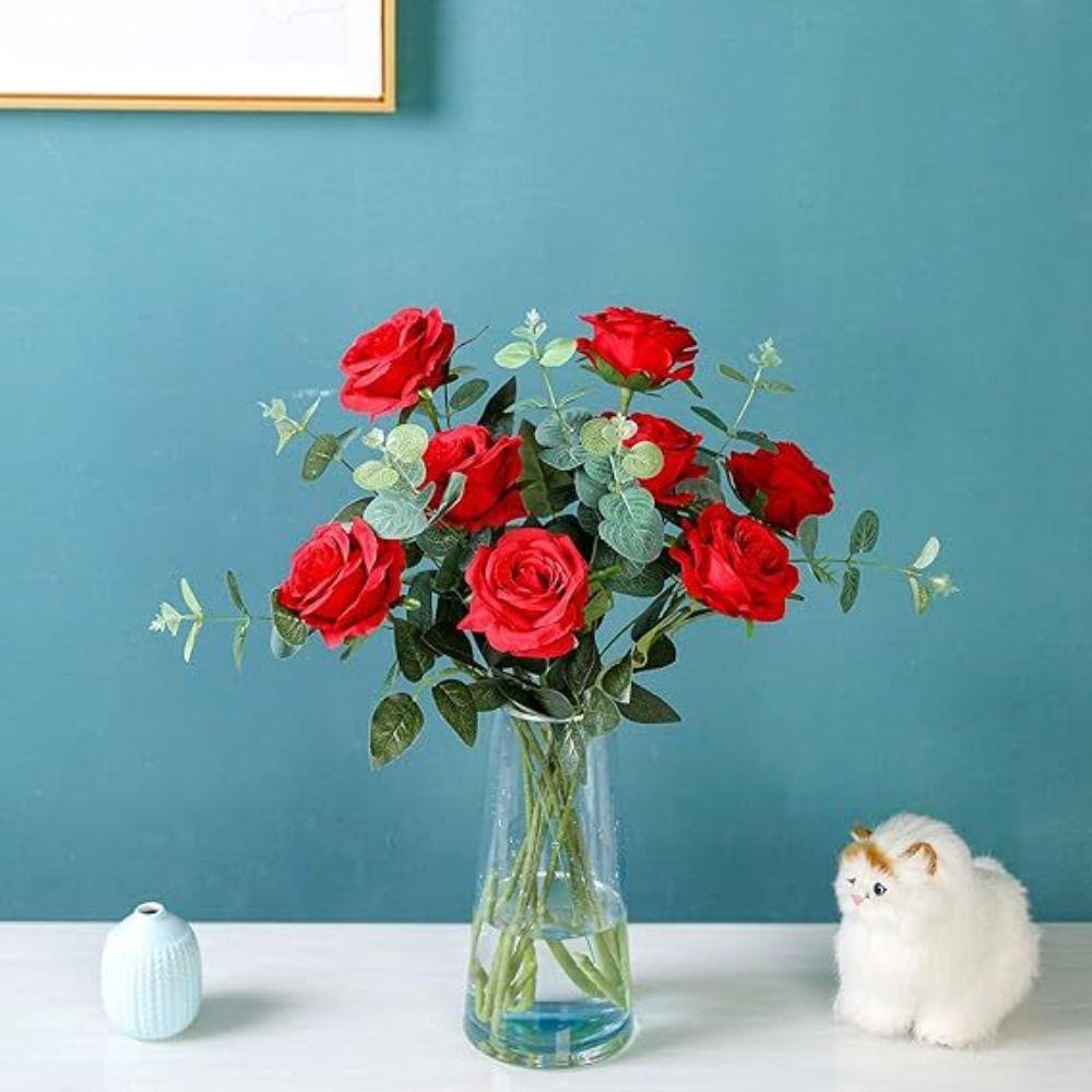 DIY Floral Arrangment Artificial Silk Flowers Fake Roses Bouquet for 1PC Wedding Home Party