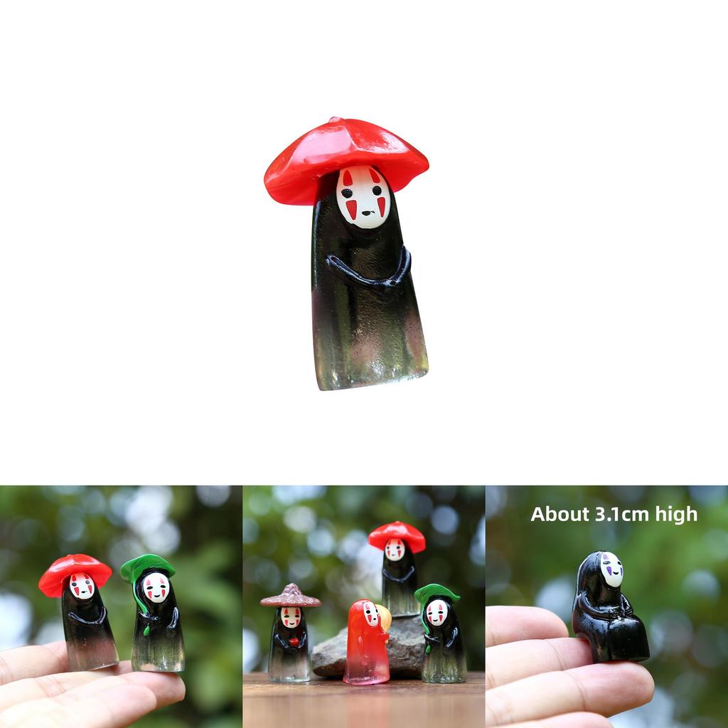 No Face Man Holding Umbrella Sitting Posture Hat Mini Model Desktop Ornament For Family Fun
