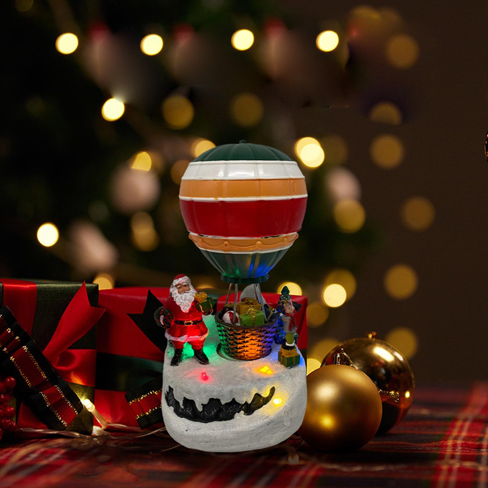 

Christmas Decoration for Home Animated Village Scene Hot Air Balloon Table Piece Collectible Building Figurines Light Musical One Size