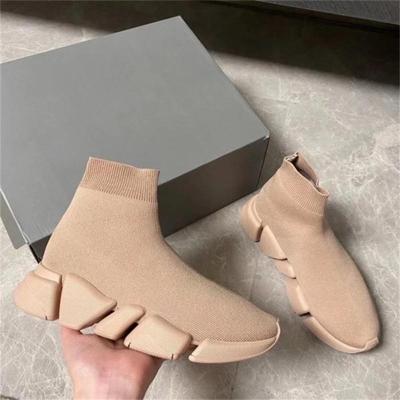 LUXSOLE Hot Black High Top Women Socks Shoes Sneakers Breathable Couples Casual Sports Shoes Comfy Platform Sock Sneakers Men