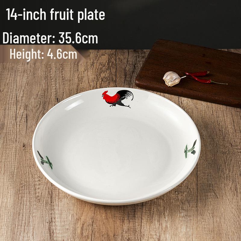 Rooster Series Traditional Oval Ceramic Fish Plate for Hotels & Restaurants