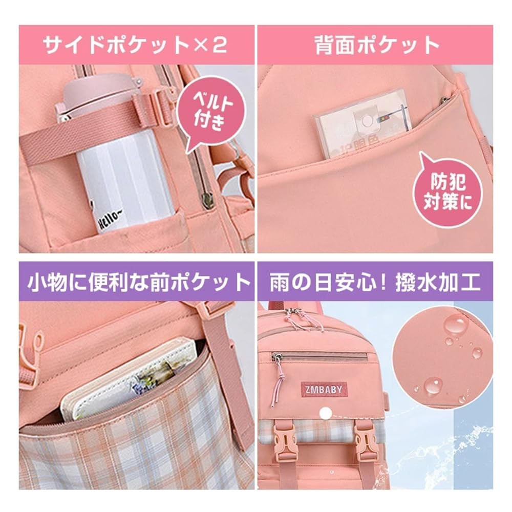 VNGOLERRY Large A4 for Girls and Elementary School Perfect for School and Checked Available in and Gray A Great Gift for Kids' Backpack, Capacity,