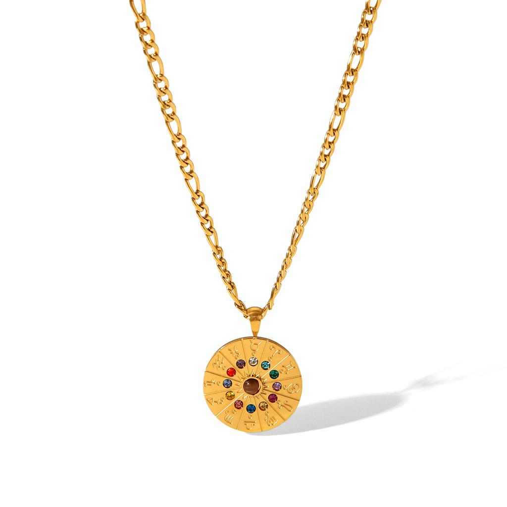 Zodiac Sign Pendant Necklace With Crystal Accents Stylish Layering Chain For Women Minimalist Jewelry Gift