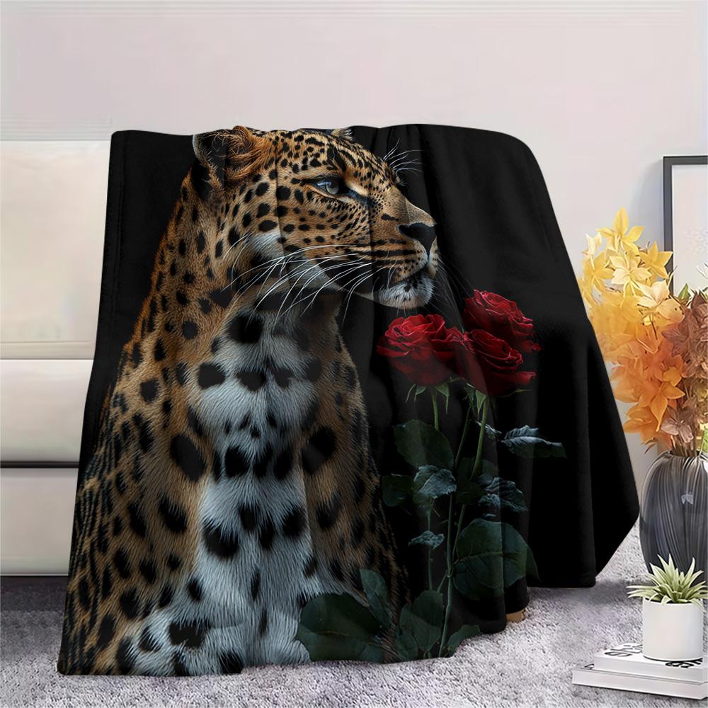 Leopard Print Flannel Blanket, High quality Comfortable for All Seasons, Home Decor, Warmth and Comfort, Perfect for Christmas Gifts