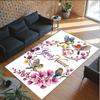 Birds Theme Crystal Velvet Floor Rug Personalized Custom Name Text Warm Carpet Home Decoration