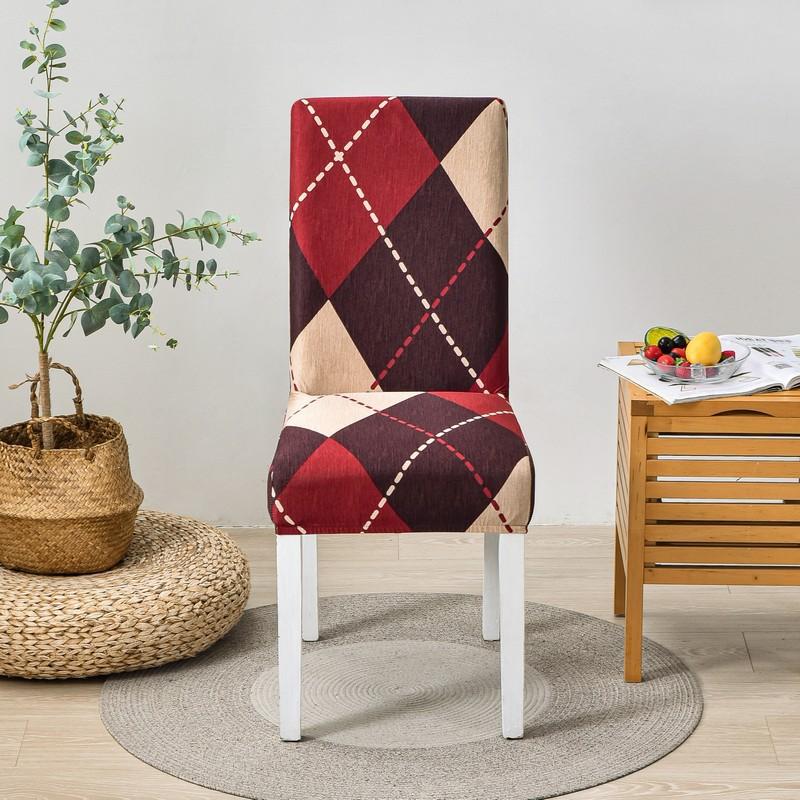 Universal Simple Chair Cover, One-Piece Elastic Dining Chair Cover, Plaid Household All-Inclusive Elastic Dust Cover