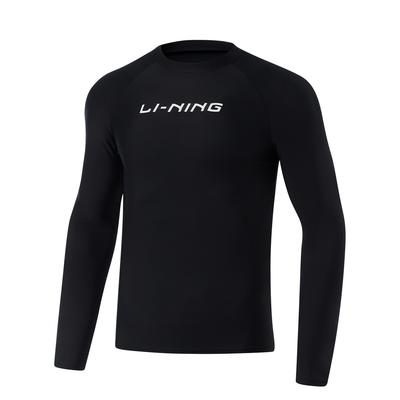 Li Ning Svømmeserie Bokstav Rund Hals Genser Langermet Badedrakt Menn Badedrakt Svart ASLT085-1