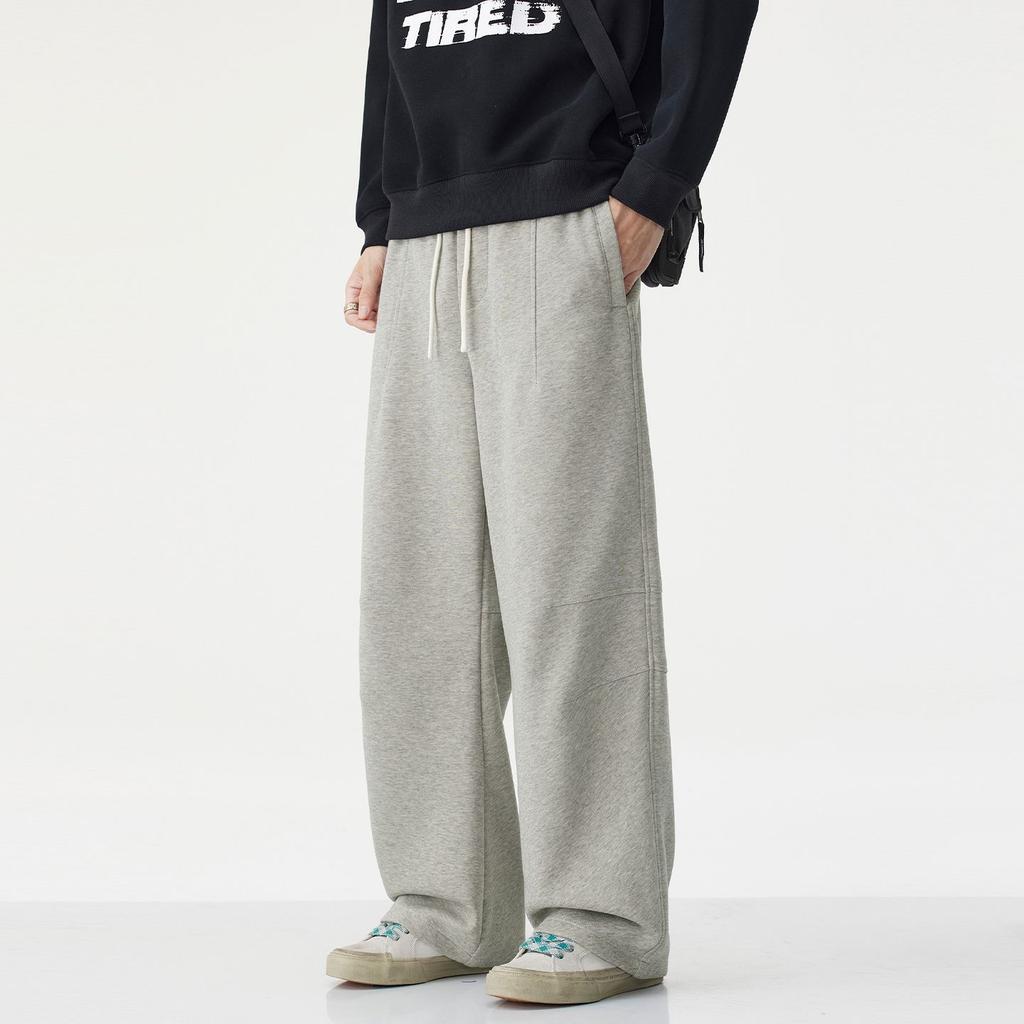 American trendy brand versatile elastic waist scimitar design sweatpants men's trend loose wide-leg sports casual long pants