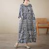 Abito in Cotone e Lino da Donna Taglia L per Donne Curvy Stile Letterario e Retrò Abbigliamento per la Mamma di Metà Anno Scollo Tondo Senza Maniche Ampio Extra Large