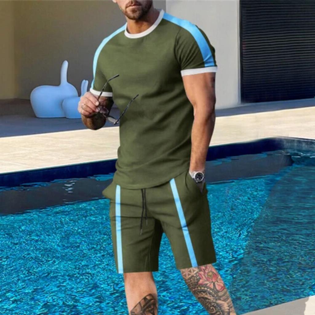 Hawaïs Heren T-shirt Casual Pak Zomer Korte Mouw Korte Broek Een Set Straatkleding Strandbroek Met Een Top Simpel Pak Voor Mannen