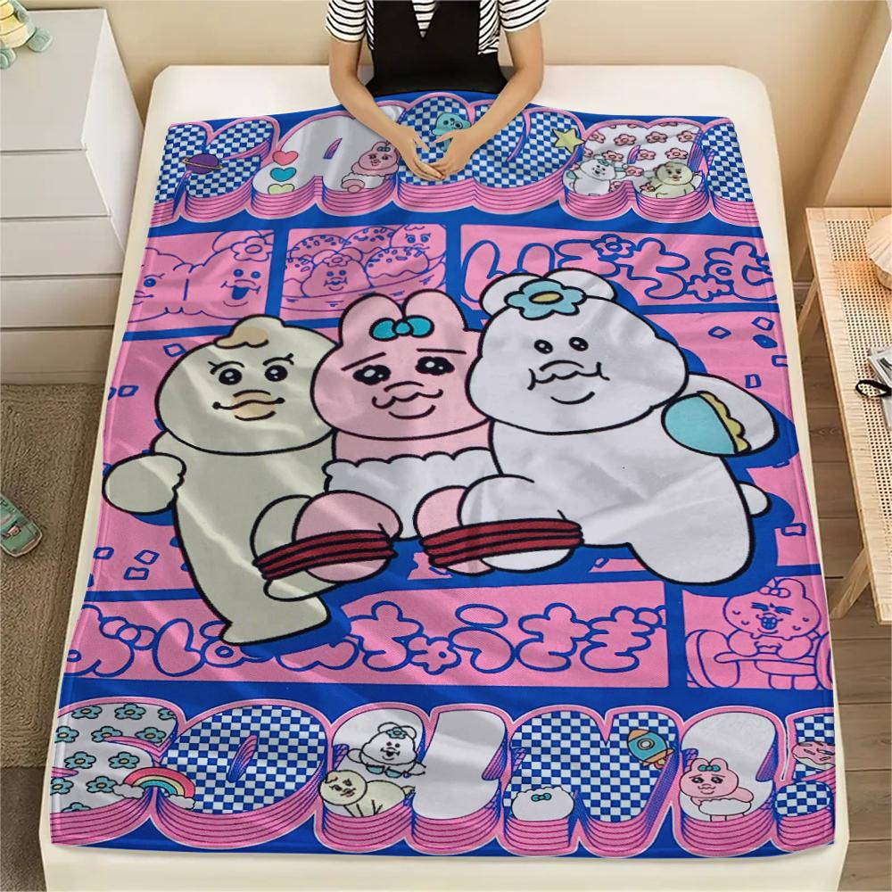 1PC Opanchu Usagi Print Flannel Blanket, High quality Comfortable for All Seasons, Home Decor, Warmth and Comfort, Perfect for Christmas Gifts104