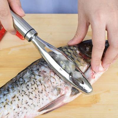2 peças de raspador de escamas de peixe de aço inoxidável, descascador de limpeza rápida, raspador de espinhas de peixe, pinças, acessórios de cozinha, ferramentas