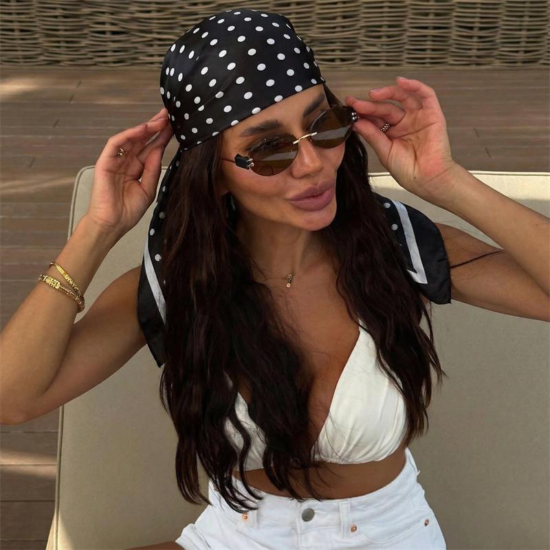 2026 Dot Print Square Scarf For Women Silk Shawl Neckerchief Female Hair Bands Head Wraps Headband Foulard Satin Hijab Bandana