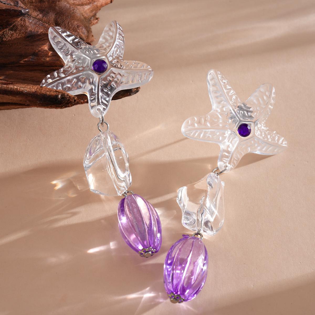 Summer Vacation Style Transparent Starfish Tassel Earrings For Women Personality Niche Luxury Elegant Female Fashion Jewelry
