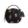 Canteen 18 Joint Model, Metal Logo Letter Fun Print, Cow Leather, Portable Shoulder Crossbody Bag, Small Size, Women's Black