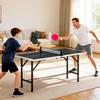 5ft Mid-Size Table Tennis Table, Ping Pong Table with Net, 2 Table Tennis Paddles and 3 Balls for Indoor Game, Black