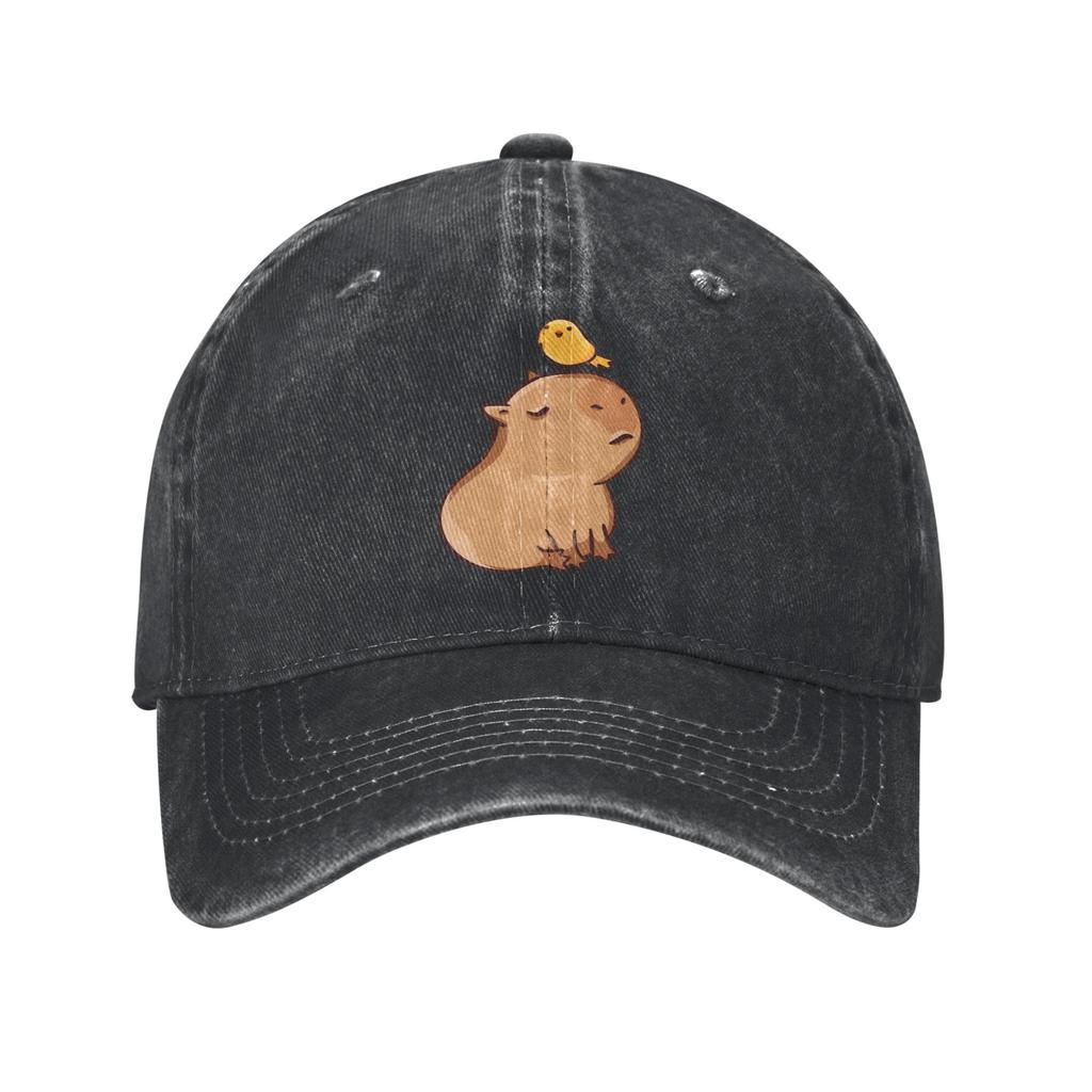 Capybara with Bird Unisex Baseball Caps Distressed Denim Washed Hats Cap Retro Outdoor Running Golf Adjustable Sun Cap