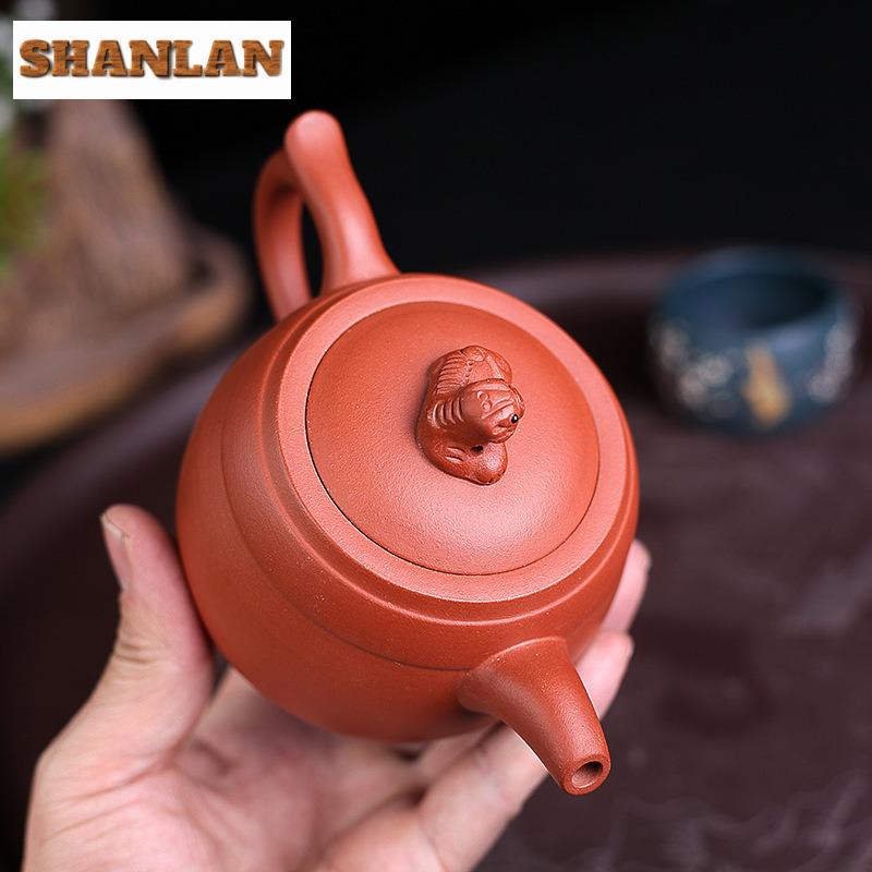 260ml Yixing Purple Clay Teapots Handmade Auspicious Beast Pot Raw Ore Red Clear Water Mud Kettle With Filter Zisha Tea Set Gift