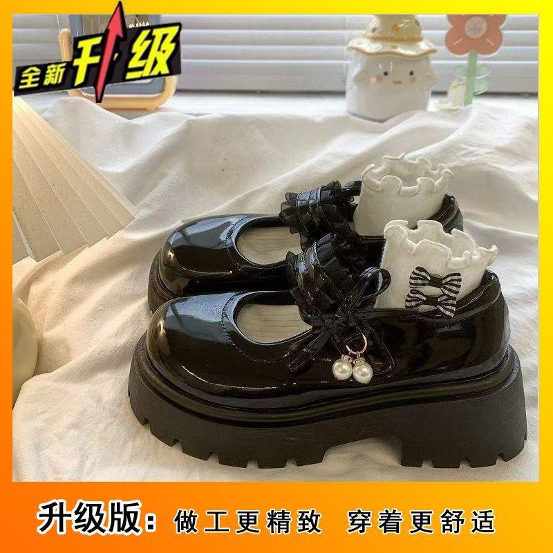 

Французская платформа ретро маленькие кожаные туфли женские 2025 весна и лето новые универсальные бант жемчуг Мэри Джейн маленькие кожаные туфли женские 35