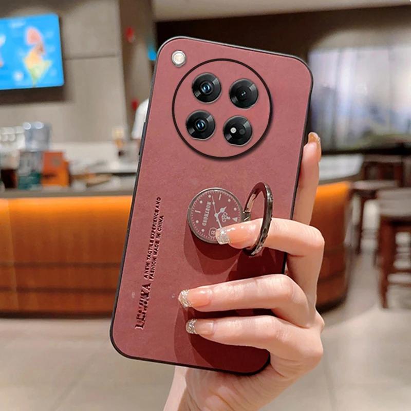 For OPPO Realme GT 7T Sheepskin Leather Magnetic Ring Stand Holder Case For OPPO Realme GT 7T Camera Lens Protection Phone Cover