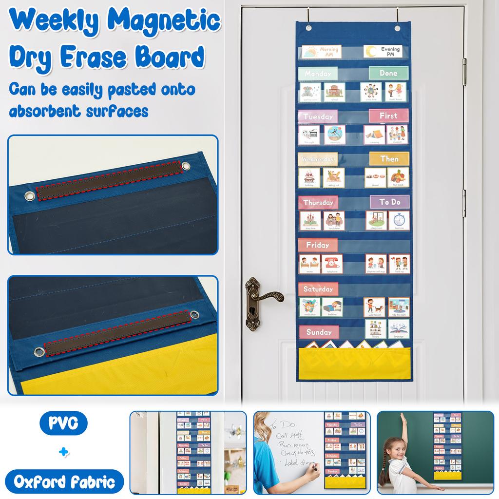 Visueller Zeitplan für Kinder Magnetische Wochenplanertafel Kleinkinder Schlafenszeit-Routine-Tabelle mit 137 Karten für Heimschulplaner