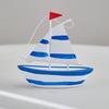 Sailboat Model Solid Wood Hand-Painted Small Sailing Ship Model Living Room Study Room Children Room Ocean Style Display Mold