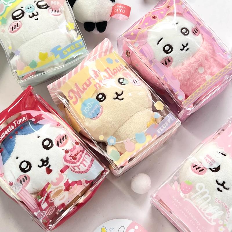 Kawaii Mini Doll Storage Bags with Keychain Cute Candy PVC Bag Transparent Display Bag for Girls Gifts Kids Toys Organization