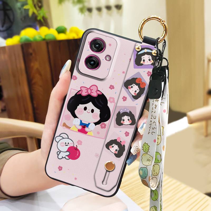 Silicone Cartoon Phone Case For MOTO G55 5G Anti-dust Phone Holder Cute Anti-knock Wrist Strap Soft Case Fashion Design