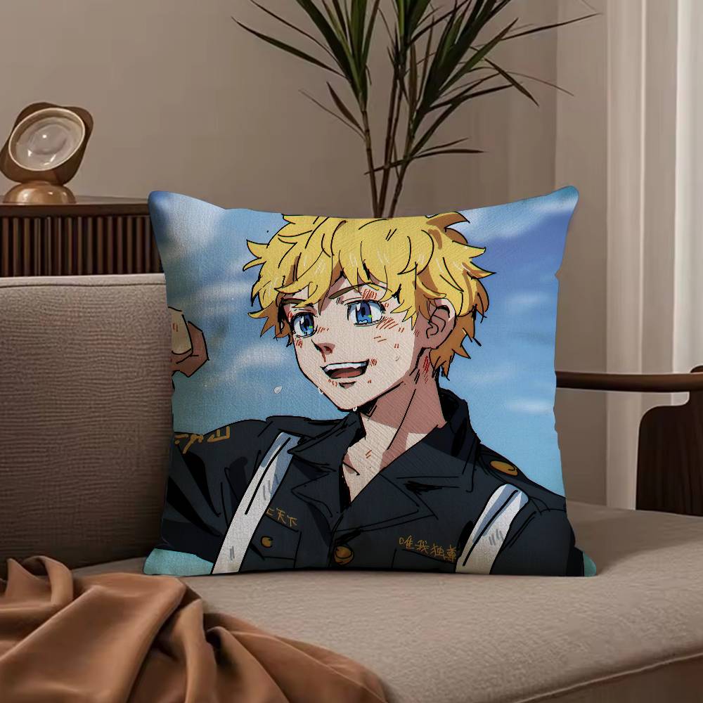 T-Tokyo r-Revengers Anime Pillow Case Anti-dustmite Pillowcase Invisible zipper silky short plush Sofa cushion cover