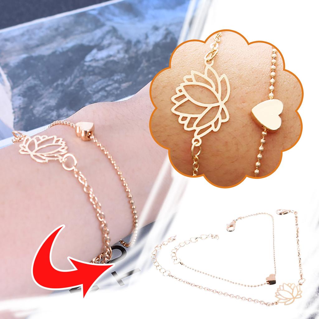 S Imple And Personalized Hollow L Otus Bracelet Fashion 2-piece Set