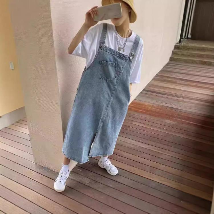 Women's Denim Pinafore Dress A Stylish Niche-inspired Strapless Dress with A Loose Figure-flattering Silhouette
