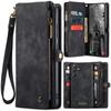 Wallet Case for Galaxy S25 - Leather/PU, Black, With Lanyard