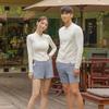 Women's Slim-Fit Three-Piece Swimsuit: Boy Shorts, Long-Sleeved Top, Tummy Concealing. Men's Two-Piece: Perfect for Couple Swimwear.