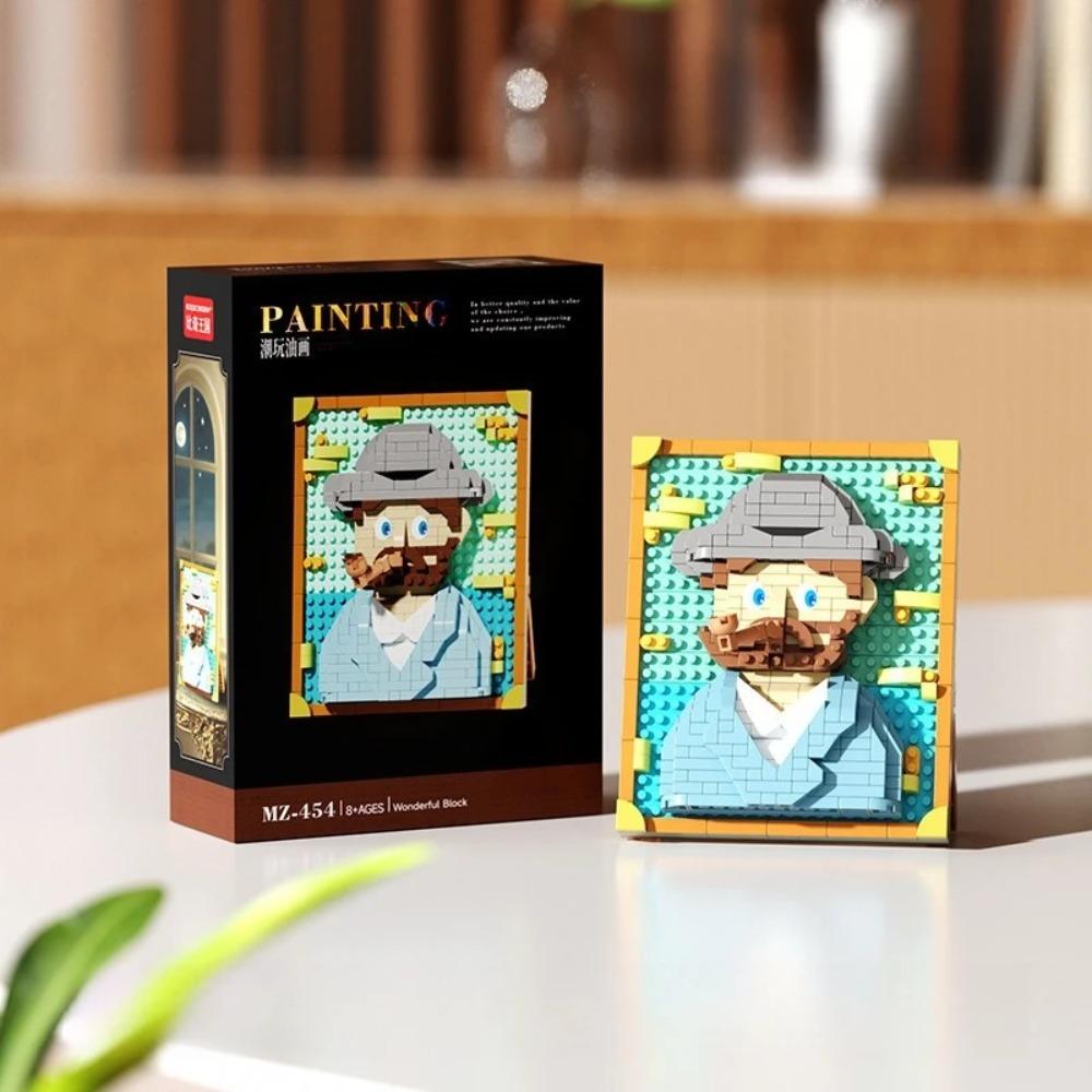 Hot-selling World-famous Painting Assembly Building Blocks Creative Pixel Oil Painting Frame Sunflower Building Block Decoration