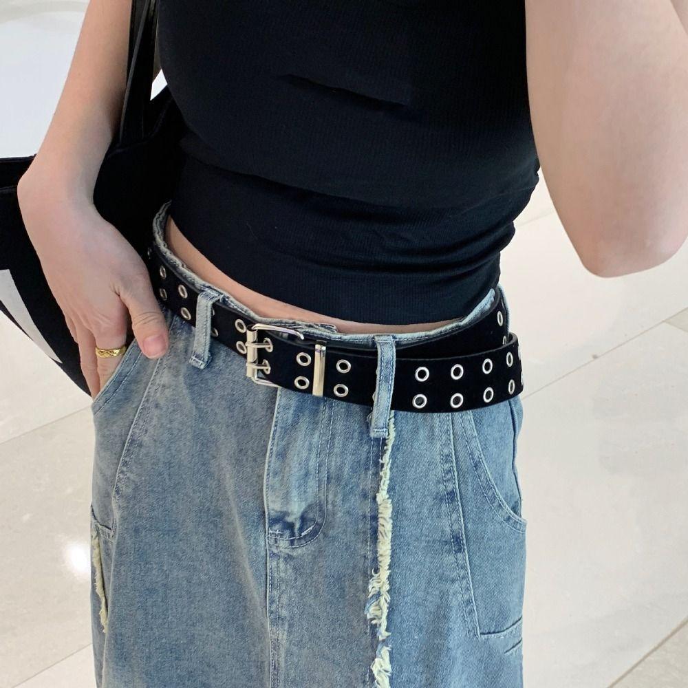 

Double Breasted Punk Style Belt Metal Buckle Trouser Decoration Female/Male